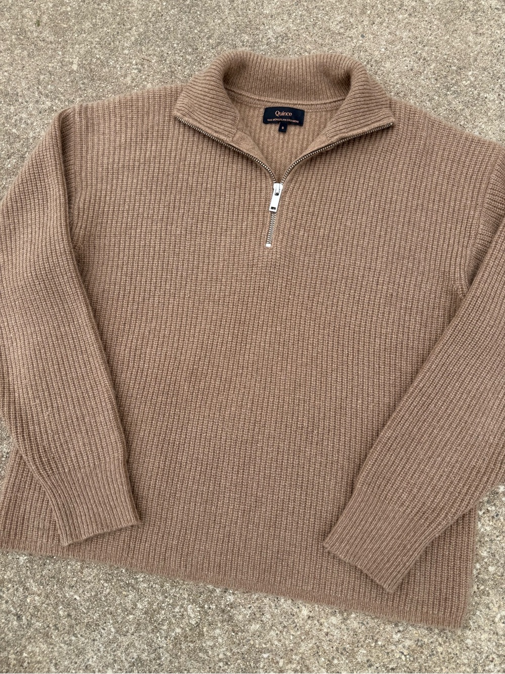 Quince Cashmere Quarter-Zip Ribbed Sweater
